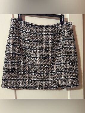 Francesca's Collections Black and White Tweed Mini Skirt